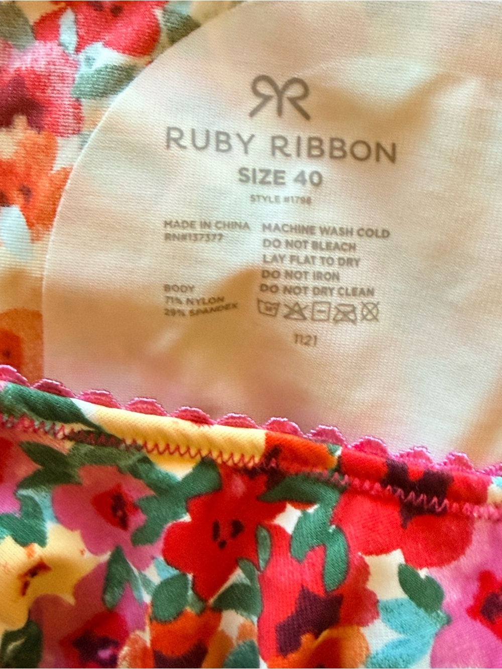 Ruby Ribbon Multicolor Floral Camisole with Pink Straps - Picture 4 of 5
